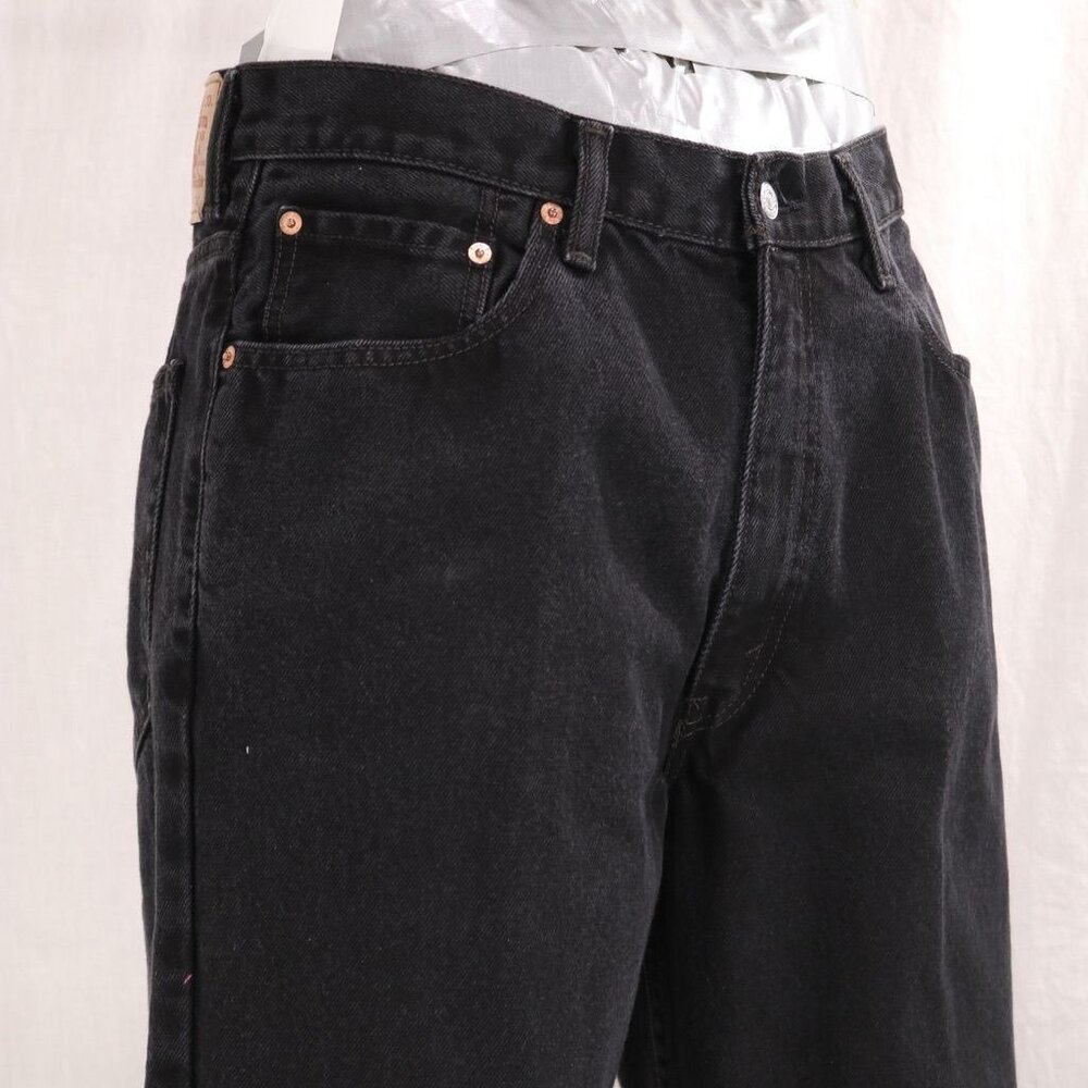 Levis 550 Jean Men 38 x 30 Grunge Black Relaxed Fit Straight Leg Goth Denim VTG - Picture 11 of 13